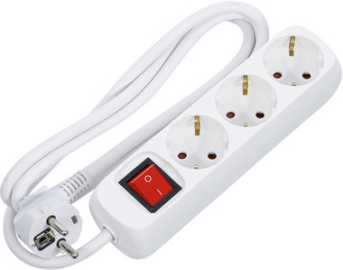 Regleta de enchufes 3 tomas con interruptor cable de alimentacion 1,4 m 3 x 1,5 mm² IP 2