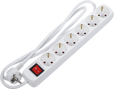 Regleta de enchufes 6 tomas con interruptor cable de alimentacion 1,4 m 3 x 1,5 mm² IP 2