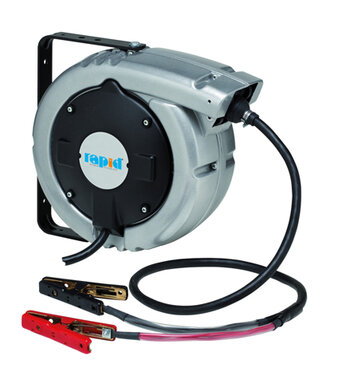 Carrete de cable automatico profesional con 9 m de cable y abrazaderas de bateria