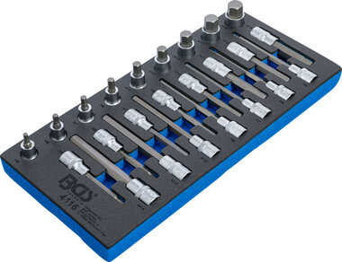 Tool Tray 1/3: Bit Socket Set hexágono interno de 12.5 mm (1/2 pulgada) 24 piezas.