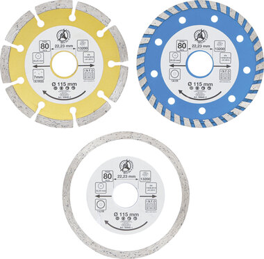 Juego de discos de diamante orificio Ø 20 mm Ø 115 mm 3 piezas