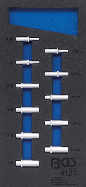 Bandeja para carro 1/3: Llaves de vaso hexagonal 6,3 mm (1/4) en pulgadas largas 11 piez