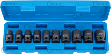 Llave de vaso 10 piezas 1/2, CRMO hex 10-24 mm