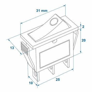 Interruptor basculante LED azul 12V 24V-max. 10A