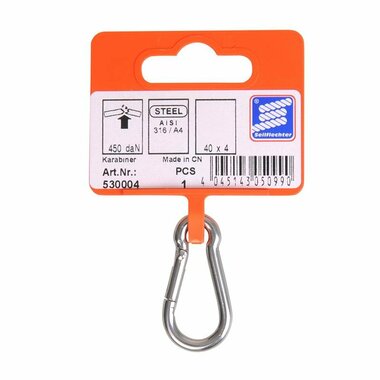 Mosqueton 40x4mm  acero inoxidable A4 AISI 316  450 daN