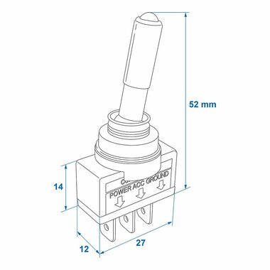 Interruptor de palanca LED verde 12V-max. 20A