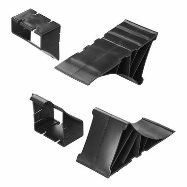 Calzo de rueda de plastico negro con soporte incluido