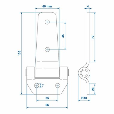 Bisagra de mariposa 135x65mm