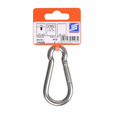 Mosqueton 80x8mm  acero inoxidable A4 AISI 316  870 daN