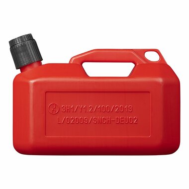 Bidon de plastico rojo de 5 litros homologado por la ONU (modelo bajo)