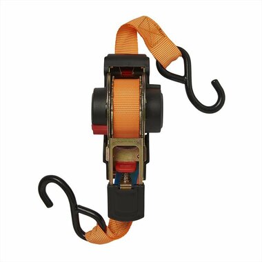 Correa de amarre con trinquete + 2 ganchos 350cm 320kg enrollable automatico
