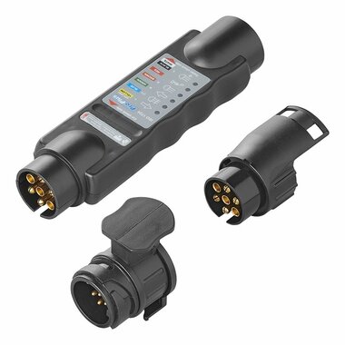 Comprobador de enchufes de 7 pines y 12 V con 2 adaptadores