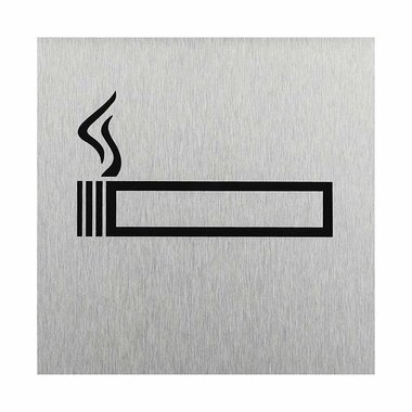 Letrero de puerta de aluminio con pictograma de prohibido fumar (120 x 120 mm)