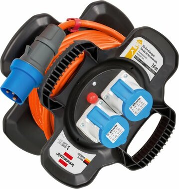 Enrollador de cables de goma X-Gum CEE IP 44 para camping maritimo 10m H07RN-F 3G2,5