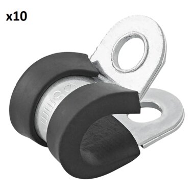 Clip del chasis para cable con proteccion de goma, 8 mm x10 piezas