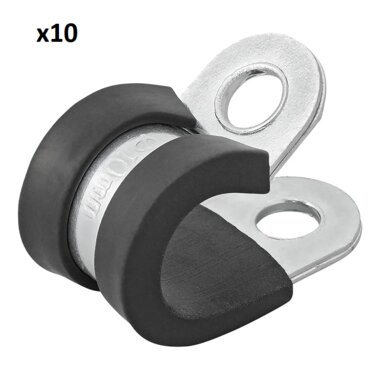 Clip del chasis para cable con proteccion de goma 10 mm x10 piezas