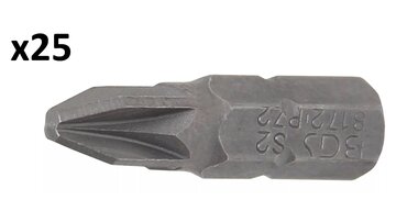 Longitud de la punta 25 mm 6,3 mm (1/4) hexágono interior cruceta Puntas PZ2 x25 unidades