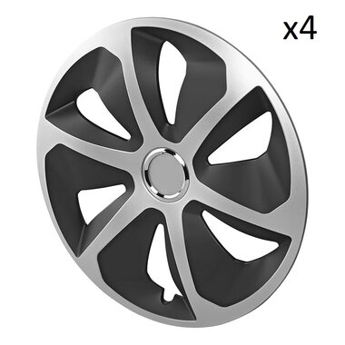 Tapacubos Roco plata negro 14 pulgadas x4 piezas