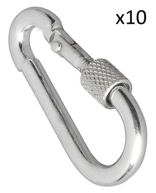 Mosqueton metalico 6x60mm con cierre de rosca x10 pieces