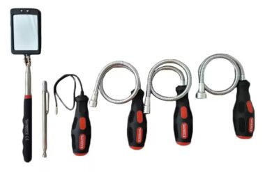 Juego de soportes magneticos flexibles y telescopicos con espejo de inspeccion – 6 piezas