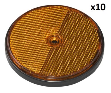 Reflector naranja de 80 mm con montaje por tornillo x10 piezas