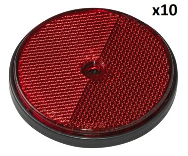 Reflector rojo de 80 mm con montaje por tornillo x10 piezas