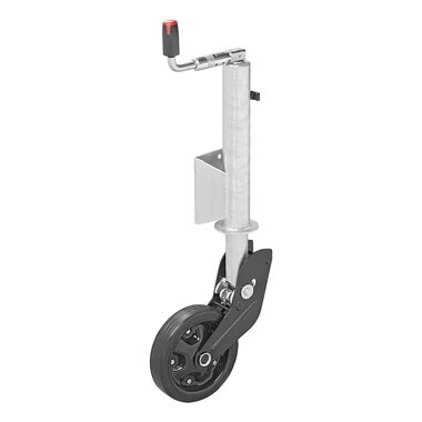 Rueda jockey 73 mm llanta metalica con neumatico de goma 260 x 65 mm plegable