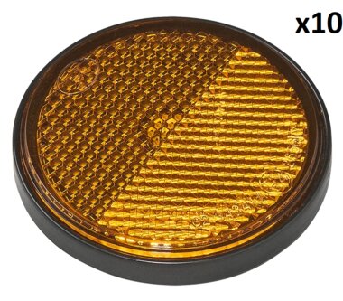 Reflector naranja 58 mm autoadhesivo con placa base x10 unidades
