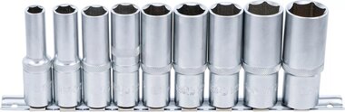 Juego de llaves de vaso hexagonal, largas entrada 12,5 mm (1/2) 10 - 24 mm 9 piezas
