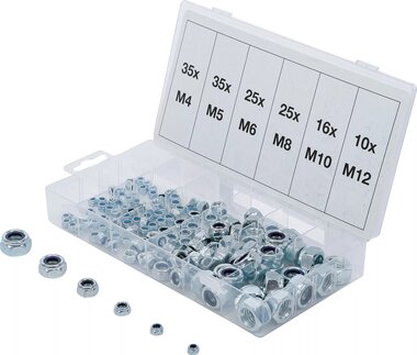 Surtido de tuercas hexagonales autoblocantes 146 piezas