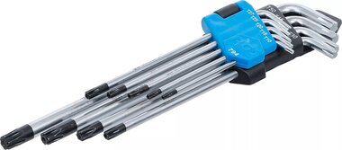 Juego de llaves allen extra largas perfil en T (para Torx) con perforacion T10 - T50 9 piezas