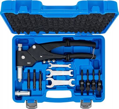 Juego de remachadora para remaches estandar, tuercas remachables y remaches