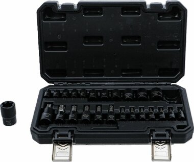 Juego de puntas y llaves de vaso entrada (1/4), (3/8), (1/2) E-Torx / perfil en T (para Torx) 25 piezas