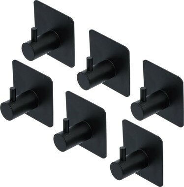 Juego de ganchos para toallas negro autoadhesiva 6 piezas