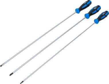 Juego de destornilladores extra largas plano cruz PH perfil en T (para Torx) 3 piezas