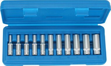Juego de vasos largos 11 piezas 1/4 hexagonales 4-13 mm