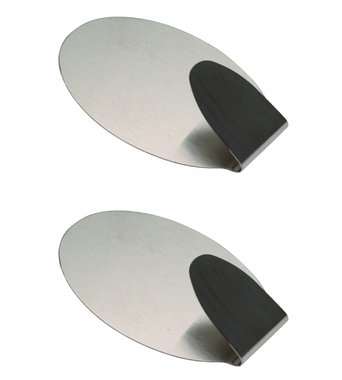 Ganchos de acero inoxidable autoadhesivo de forma ovalada, 2 unidades 4,5 x 7 cm capacidad de carga