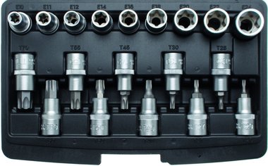 19 unidades Bit Socket 1/2 T-Star & E-Type Juego de dados