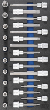 Bandeja de herramientas 1/3: Juego de conectores de bits 12,5 mm (1/2 pulgada) T-Star (p