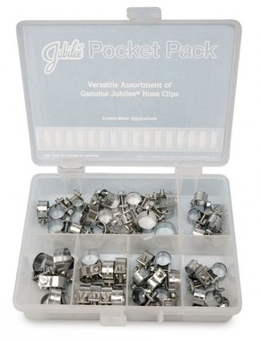 Abrazaderas de manguera de acero inoxidable en resistente caja de ABS de 54 piezas